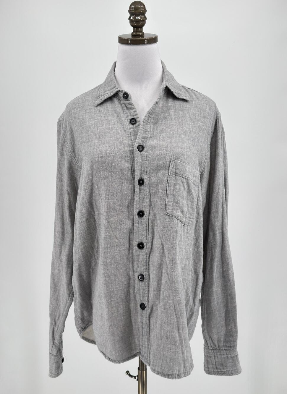 sHiRt by CP Shades Gray Organic Brushed Cotton Long Sleeve Button Top Sz S